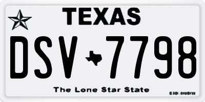 TX license plate DSV7798