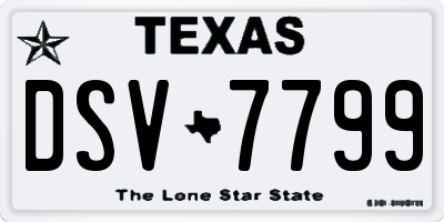 TX license plate DSV7799