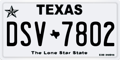 TX license plate DSV7802