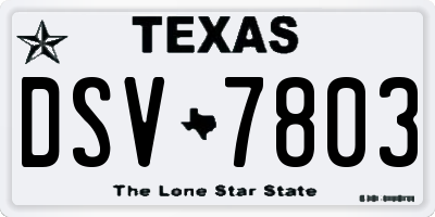 TX license plate DSV7803