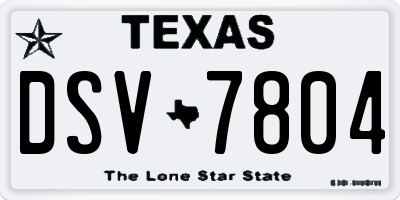 TX license plate DSV7804