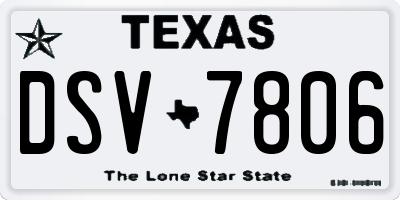 TX license plate DSV7806