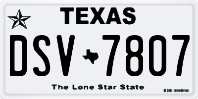 TX license plate DSV7807