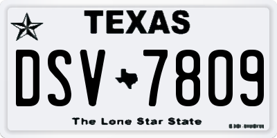 TX license plate DSV7809