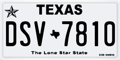 TX license plate DSV7810