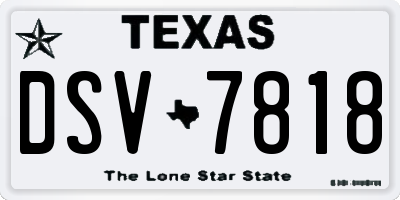 TX license plate DSV7818