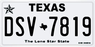 TX license plate DSV7819