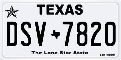 TX license plate DSV7820