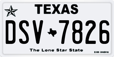 TX license plate DSV7826