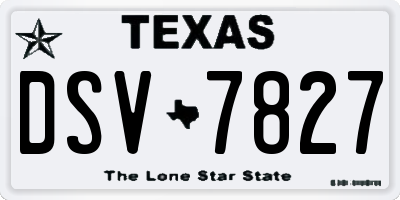 TX license plate DSV7827