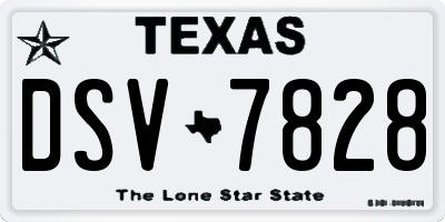 TX license plate DSV7828