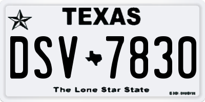 TX license plate DSV7830