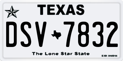 TX license plate DSV7832