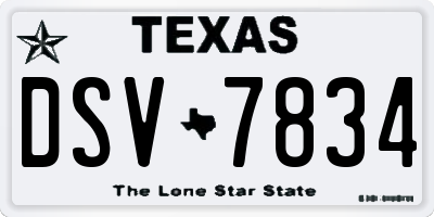 TX license plate DSV7834