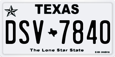TX license plate DSV7840