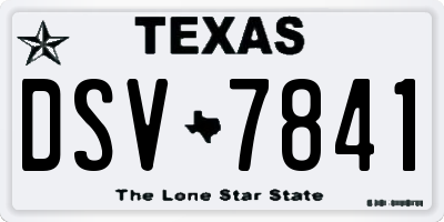 TX license plate DSV7841