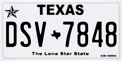 TX license plate DSV7848