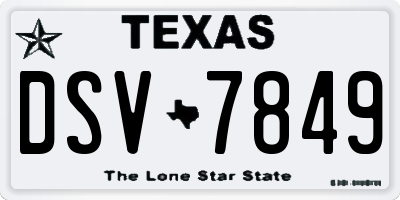 TX license plate DSV7849