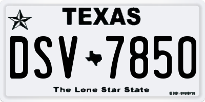 TX license plate DSV7850