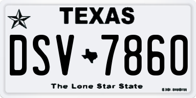 TX license plate DSV7860