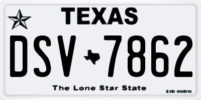 TX license plate DSV7862