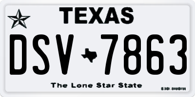 TX license plate DSV7863