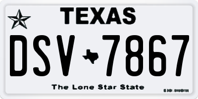 TX license plate DSV7867