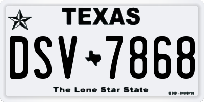 TX license plate DSV7868
