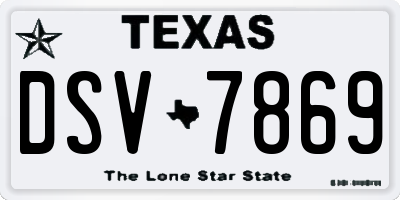 TX license plate DSV7869