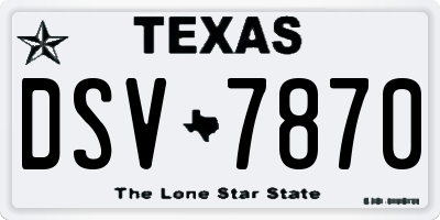 TX license plate DSV7870