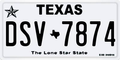 TX license plate DSV7874