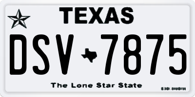 TX license plate DSV7875