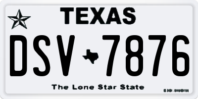 TX license plate DSV7876