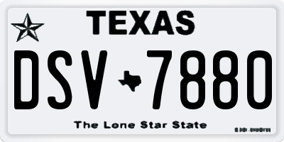 TX license plate DSV7880