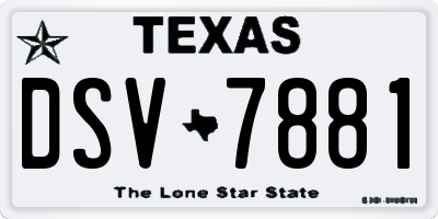 TX license plate DSV7881