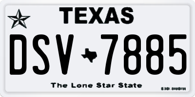 TX license plate DSV7885