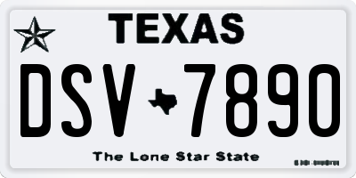 TX license plate DSV7890
