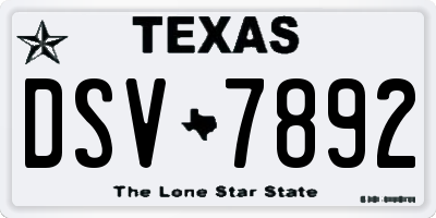 TX license plate DSV7892