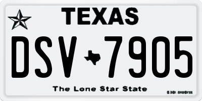 TX license plate DSV7905