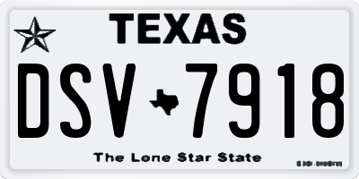 TX license plate DSV7918