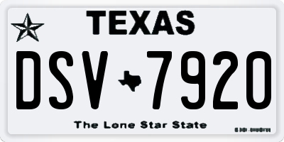 TX license plate DSV7920