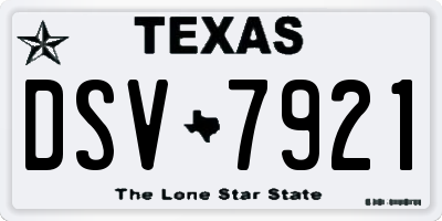 TX license plate DSV7921