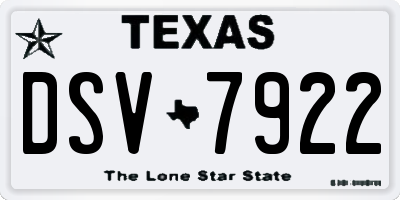 TX license plate DSV7922