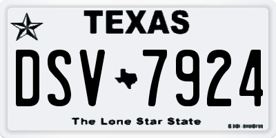 TX license plate DSV7924