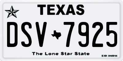 TX license plate DSV7925