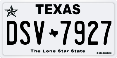 TX license plate DSV7927