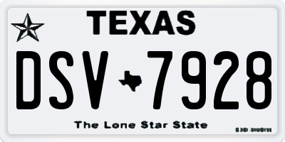 TX license plate DSV7928