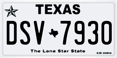 TX license plate DSV7930