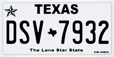 TX license plate DSV7932