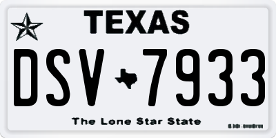 TX license plate DSV7933